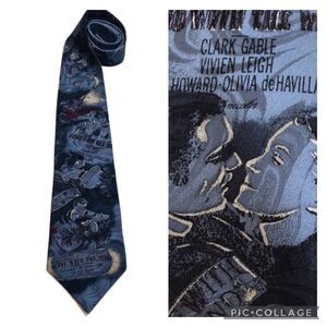 Vintage Gone With The Wind Silk Tie Movie Memorabilia Collectible Blue